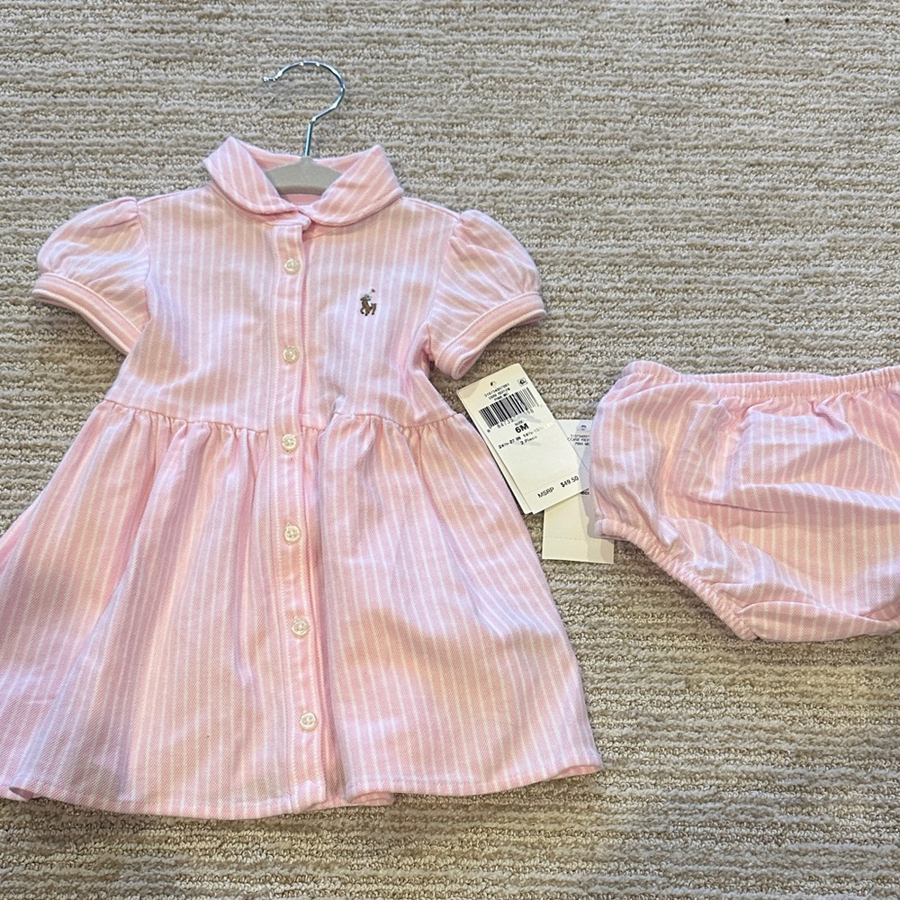 Ralph Lauren baby Girls' Striped Oxford Dress & Bloomers Set